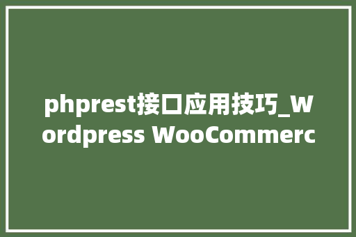 phprest接口应用技巧_Wordpress WooCommerce REST API 运用指南