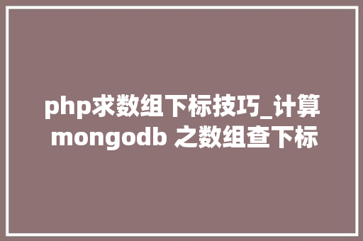 php求数组下标技巧_计算 mongodb 之数组查下标