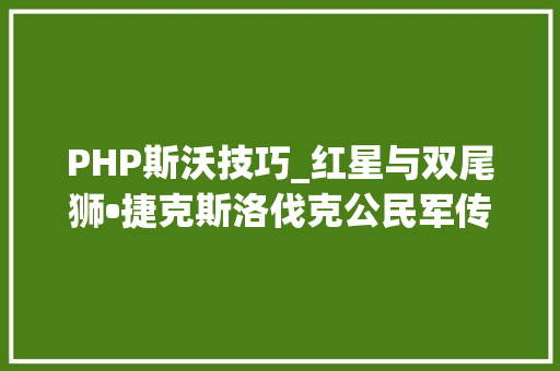 PHP斯沃技巧_红星与双尾狮•捷克斯洛伐克公民军传