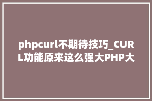 phpcurl不期待技巧_CURL功能原来这么强大PHP大年夜神都在用
