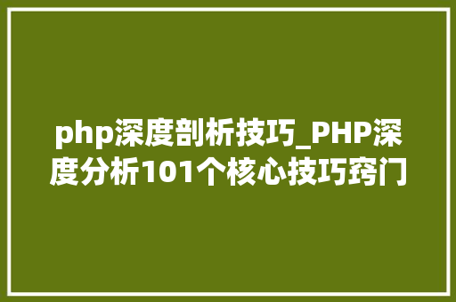 php深度剖析技巧_PHP深度分析101个核心技巧窍门和问题解决方法