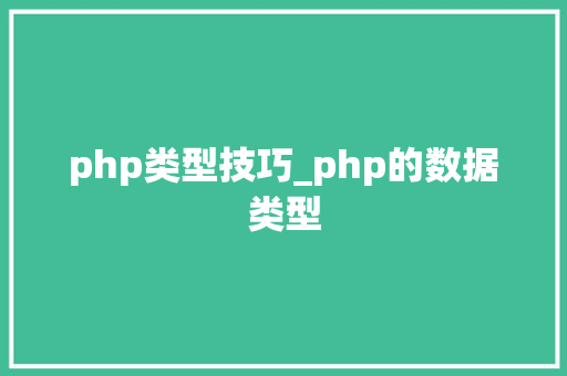 php类型技巧_php的数据类型