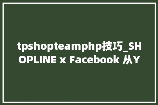 tpshopteamphp技巧_SHOPLINE x Facebook 从YZSTeamgee成功案例看品牌若何成功出海