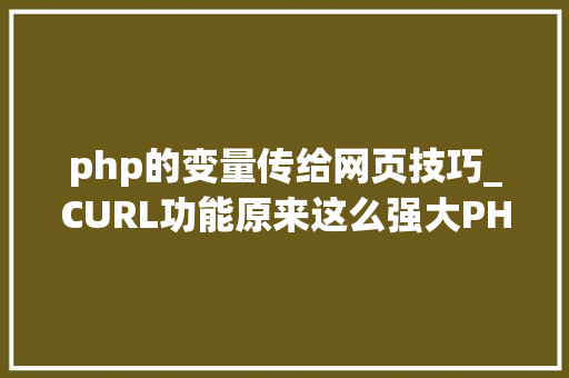 php的变量传给网页技巧_CURL功能原来这么强大PHP大年夜神都在用