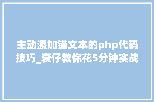 主动添加锚文本的php代码技巧_衰仔教你花5分钟实战获取1000条锚文本外链技巧