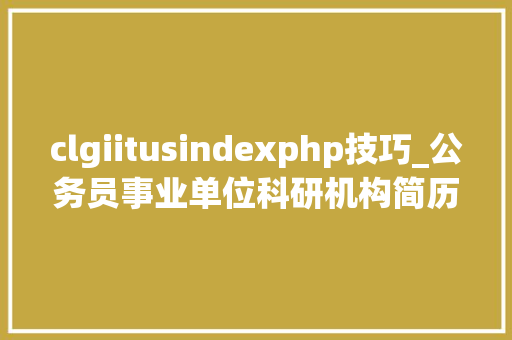 clgiitusindexphp技巧_公务员事业单位科研机构简历中的项目经验怎么写