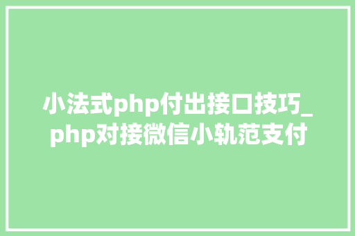小法式php付出接口技巧_php对接微信小轨范支付