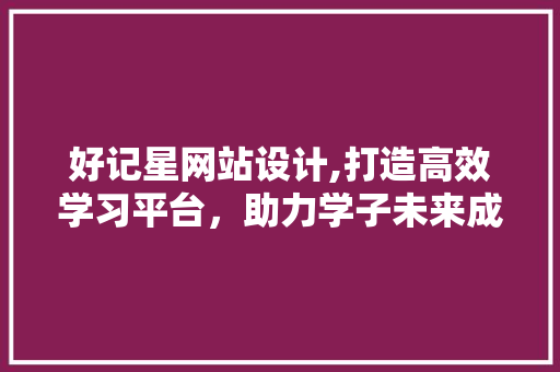 好记星网站设计,打造高效学习平台，助力学子未来成长