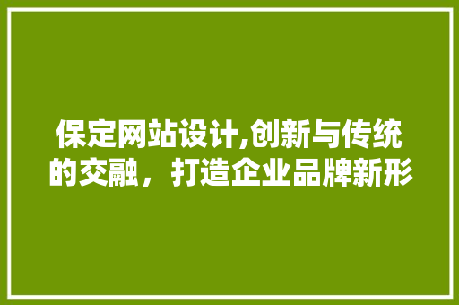 保定网站设计,创新与传统的交融，打造企业品牌新形象