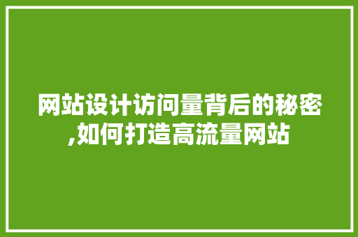 网站设计访问量背后的秘密,如何打造高流量网站