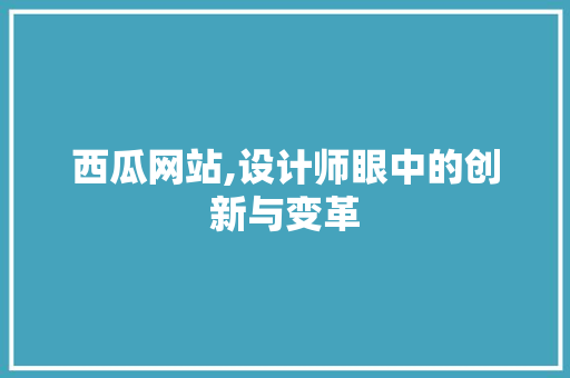西瓜网站,设计师眼中的创新与变革