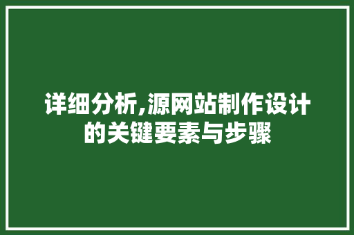 详细分析,源网站制作设计的关键要素与步骤