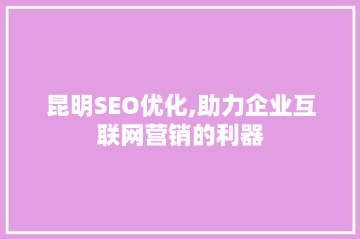 昆明SEO优化,助力企业互联网营销的利器