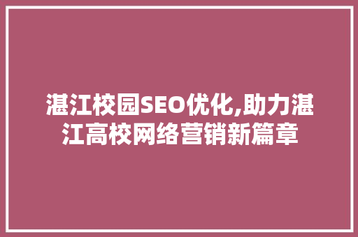 湛江校园SEO优化,助力湛江高校网络营销新篇章