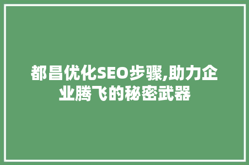 都昌优化SEO步骤,助力企业腾飞的秘密武器