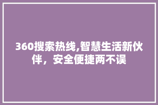 360搜索热线,智慧生活新伙伴，安全便捷两不误