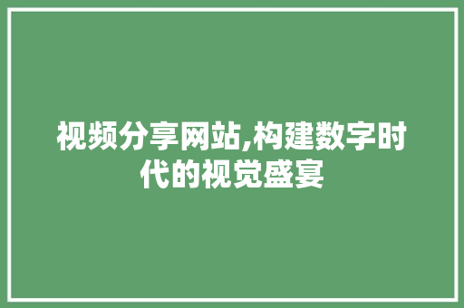视频分享网站,构建数字时代的视觉盛宴