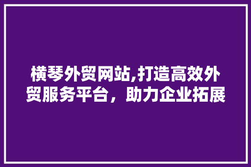 横琴外贸网站,打造高效外贸服务平台，助力企业拓展国际市场