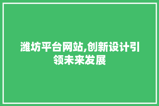 潍坊平台网站,创新设计引领未来发展