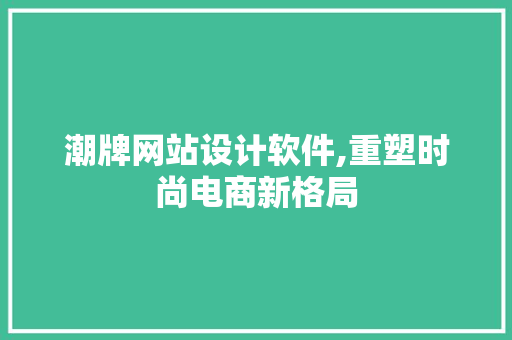 潮牌网站设计软件,重塑时尚电商新格局