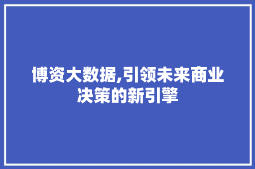 博资大数据,引领未来商业决策的新引擎