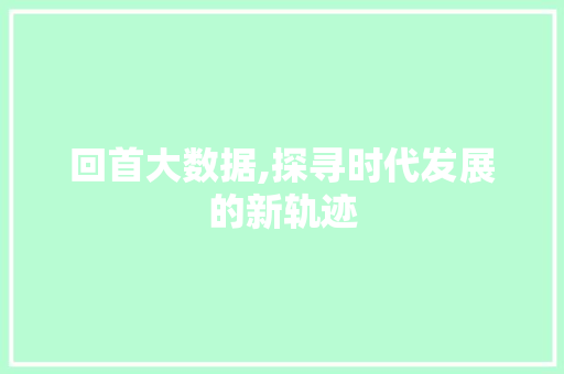 回首大数据,探寻时代发展的新轨迹