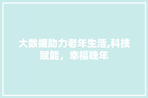 大数据助力老年生活,科技赋能，幸福晚年