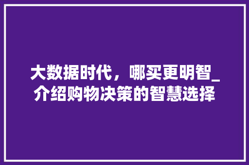 大数据时代，哪买更明智_介绍购物决策的智慧选择