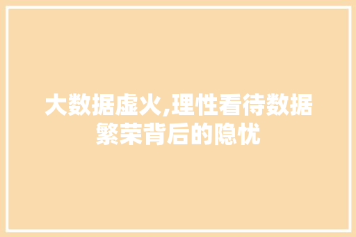 大数据虚火,理性看待数据繁荣背后的隐忧