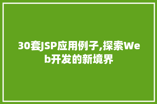 30套JSP应用例子,探索Web开发的新境界