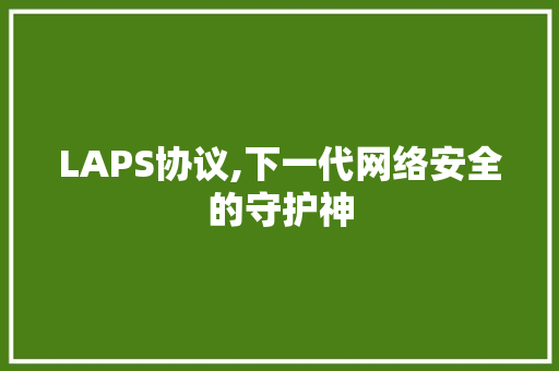 LAPS协议,下一代网络安全的守护神