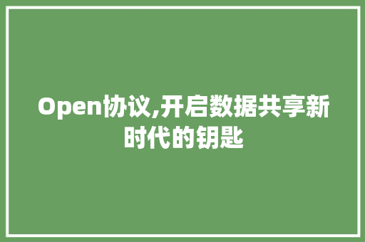 Open协议,开启数据共享新时代的钥匙
