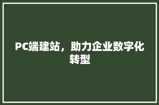 PC端建站，助力企业数字化转型