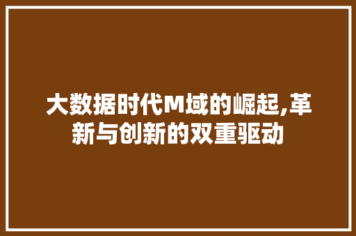 大数据时代M域的崛起,革新与创新的双重驱动