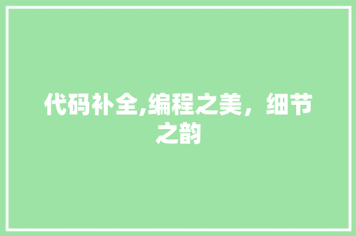 代码补全,编程之美，细节之韵