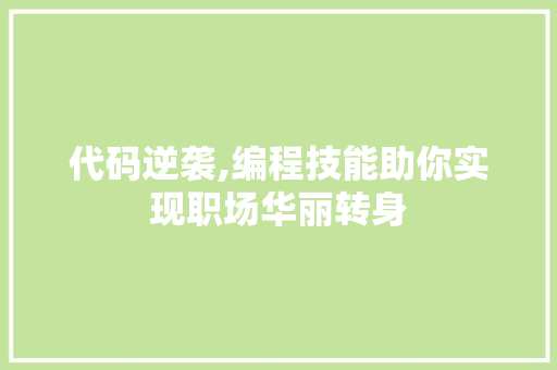 代码逆袭,编程技能助你实现职场华丽转身