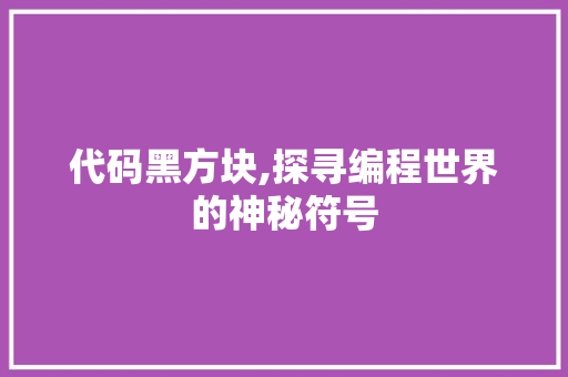 代码黑方块,探寻编程世界的神秘符号