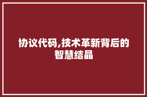 协议代码,技术革新背后的智慧结晶