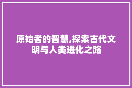 原始者的智慧,探索古代文明与人类进化之路