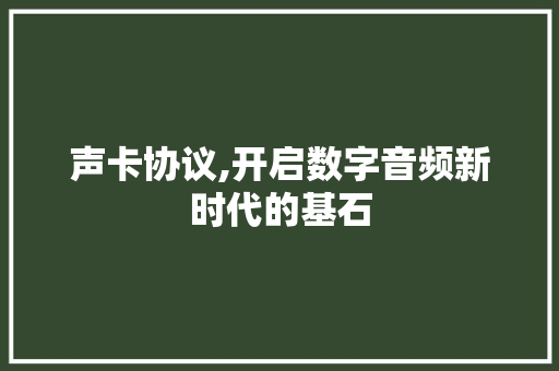 声卡协议,开启数字音频新时代的基石