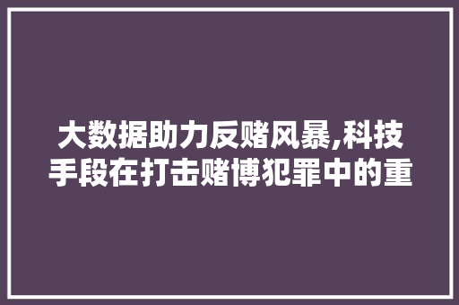 大数据助力反赌风暴,科技手段在打击赌博犯罪中的重要作用
