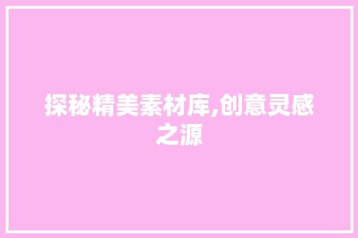 探秘精美素材库,创意灵感之源