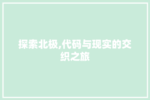 探索北极,代码与现实的交织之旅