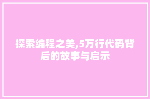 探索编程之美,5万行代码背后的故事与启示