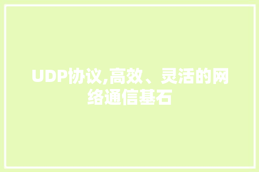 UDP协议,高效、灵活的网络通信基石