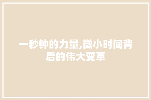一秒钟的力量,微小时间背后的伟大变革