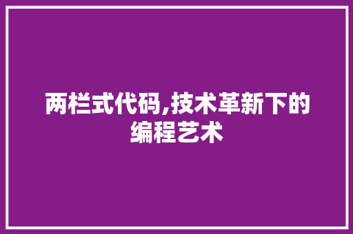 两栏式代码,技术革新下的编程艺术