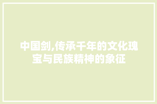 中国剑,传承千年的文化瑰宝与民族精神的象征