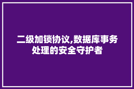 二级加锁协议,数据库事务处理的安全守护者