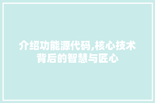 介绍功能源代码,核心技术背后的智慧与匠心
